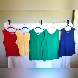 Colorful Women's 3x Cotton Sleeveless Tank Top Set Bundle Lot Bold Bright Basics